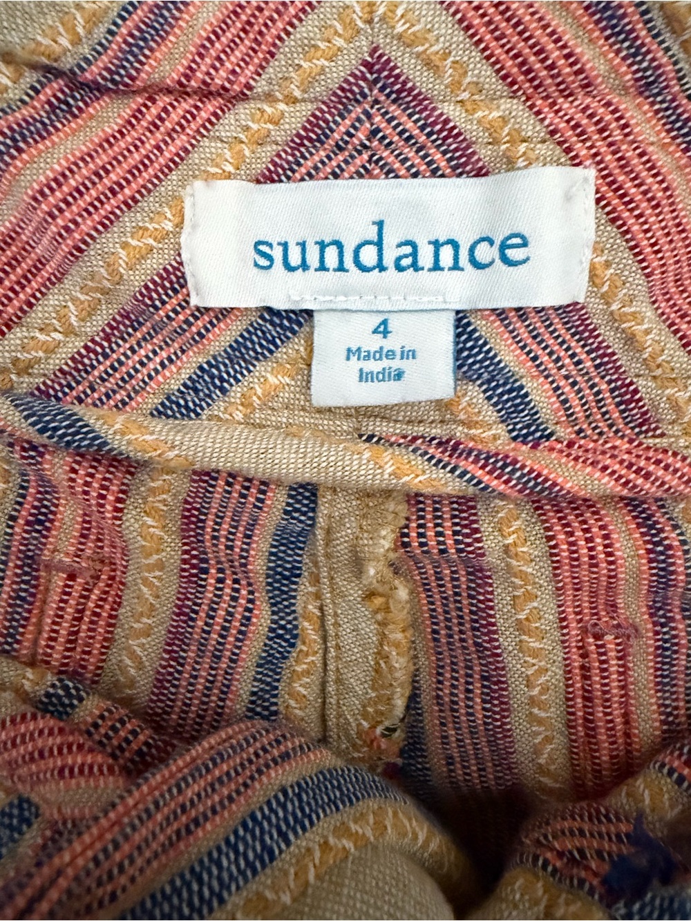 Sundance Striped Multi-Color Linen Blend Women’s Shorts - Picture 3 of 4